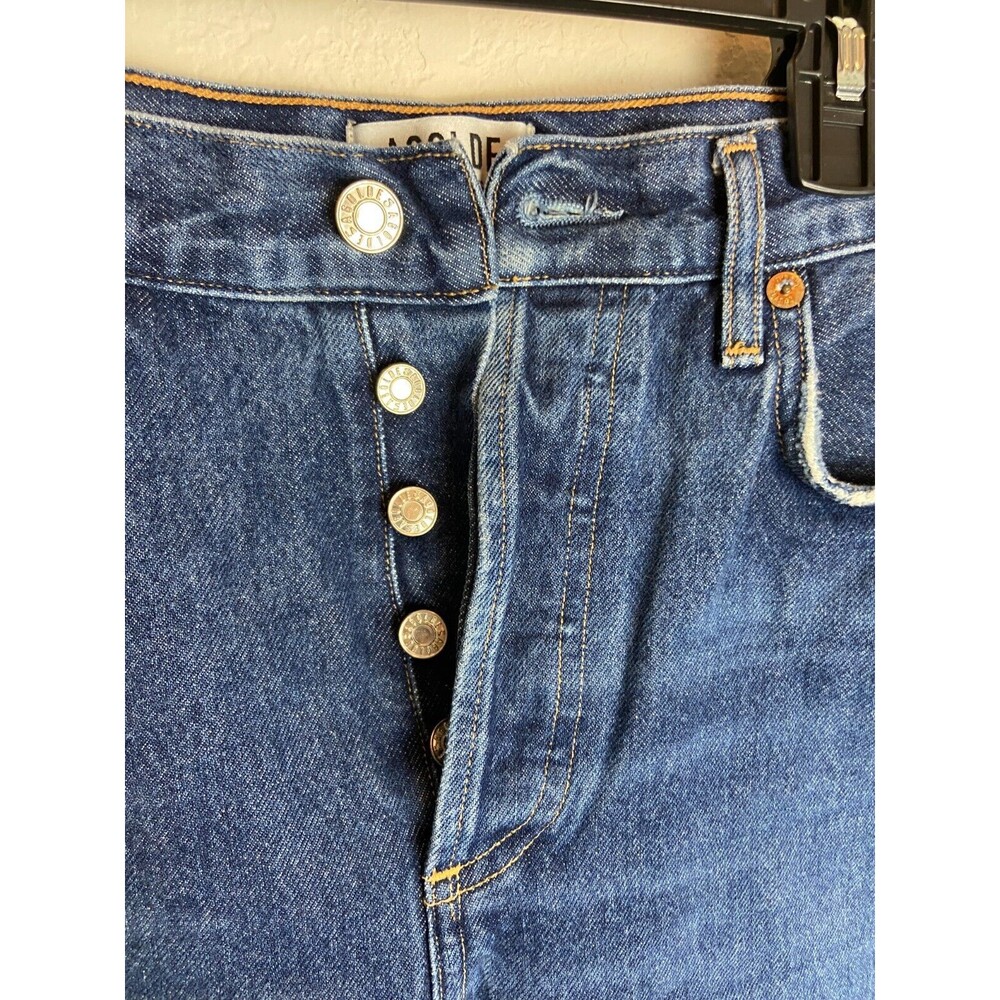 Agolde Womens Jeans Blue Size 25 Medium Wash Solid Button Mid Rise 5-Pocket - Picture 3 of 7
